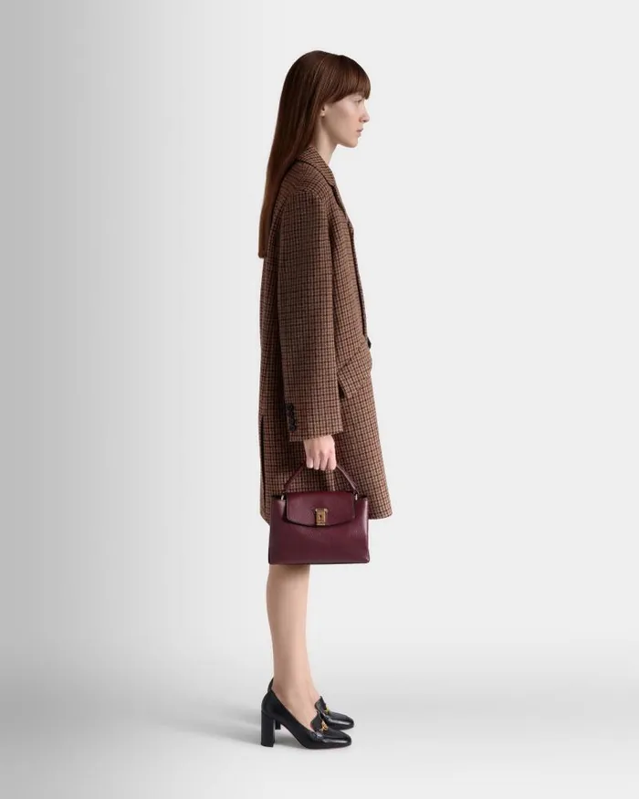 Women Bally Top Handle Bags Lock Me Small Top Handle Bag In Andorra Grained Leather Red Women Bally Top Handle Bags Lock Me Small Top Handle Bag In Andorra Grained Leather Red