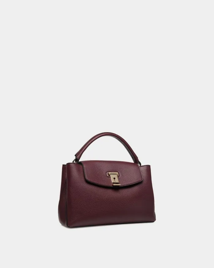 Women Bally Top Handle Bags Lock Me Small Top Handle Bag In Andorra Grained Leather Red Women Bally Top Handle Bags Lock Me Small Top Handle Bag In Andorra Grained Leather Red