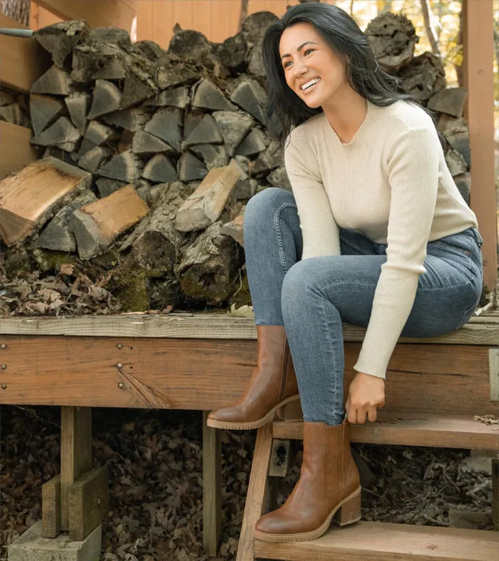 Women Baretraps Posture Plus Boots Feeney Block Heel Boot Cognac
