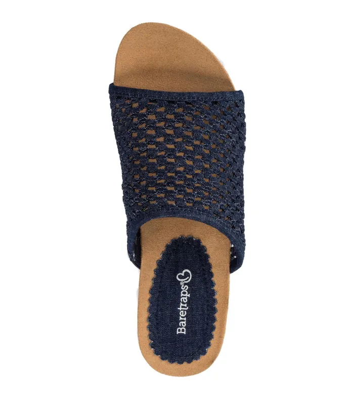 Women Baretraps Slides and Slip On Sandals Flossey Wedge Slide Sandal Dark Denim