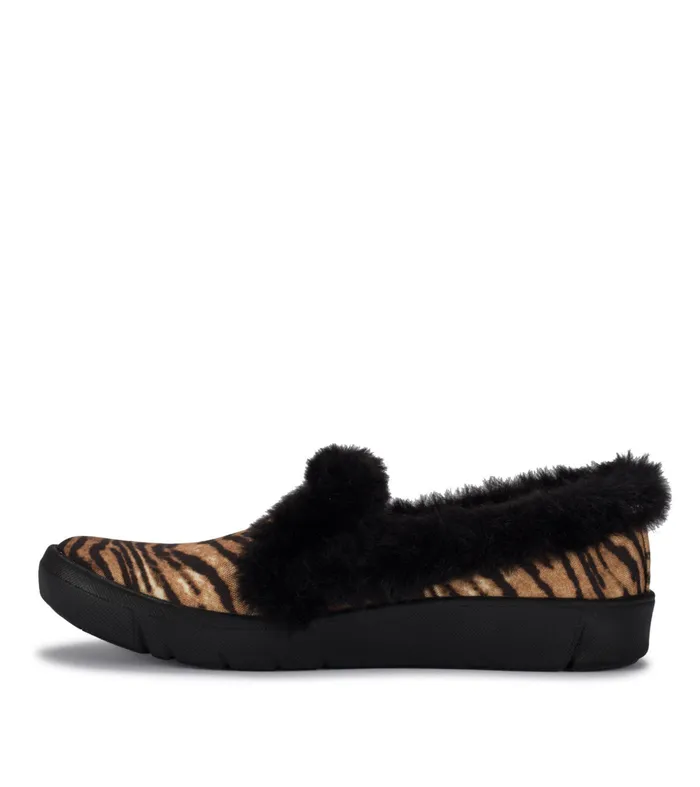Women Baretraps Slippers Bunny Slip On Sneaker Dark Brown Tiger