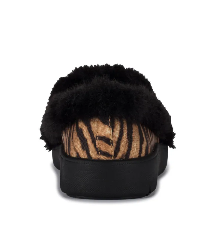 Women Baretraps Slippers Bunny Slip On Sneaker Dark Brown Tiger