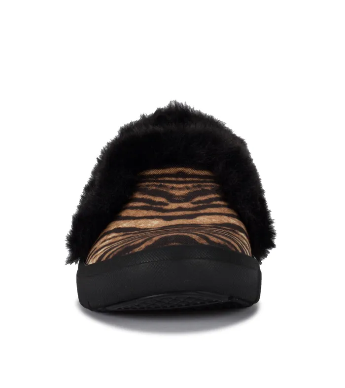 Women Baretraps Slippers Bunny Slip On Sneaker Dark Brown Tiger