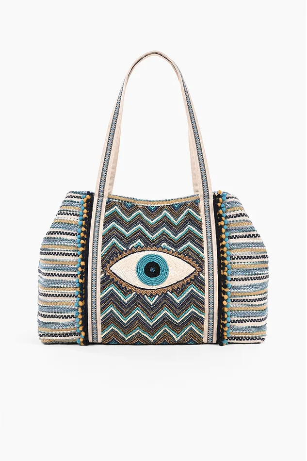 Women Beach Bags America and Beyond Grecian Nights Evil Eye Tote