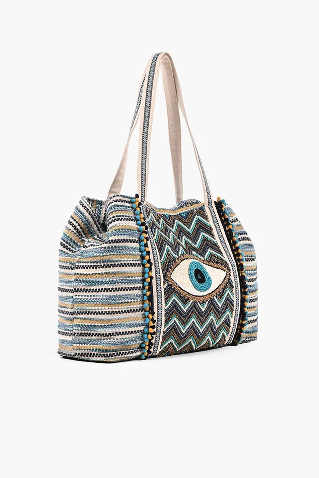 Women Beach Bags America and Beyond Grecian Nights Evil Eye Tote