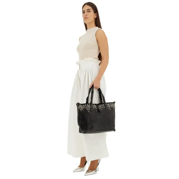 Women Bella Di Notte Black Campomaggi ShoppersTote Bags Women Bella Di Notte Black Campomaggi ShoppersTote Bags