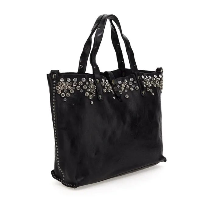 Women Bella Di Notte Black Campomaggi ShoppersTote Bags Women Bella Di Notte Black Campomaggi ShoppersTote Bags