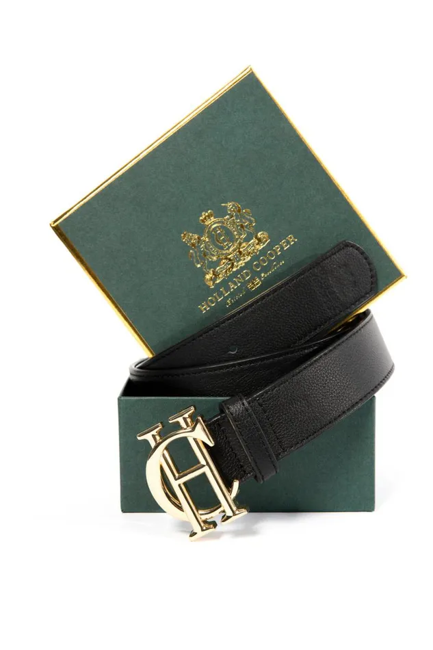 Women Belts Holland Cooper HC Classic Belt Black Gold
