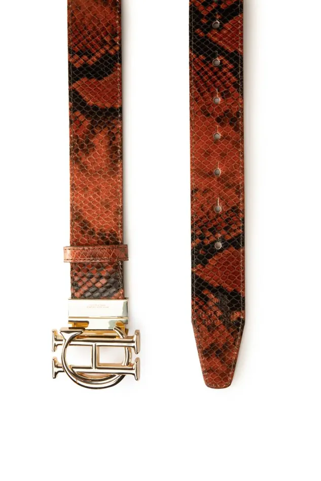Women Belts Holland Cooper HC Classic Belt Reversible Chestnut Python