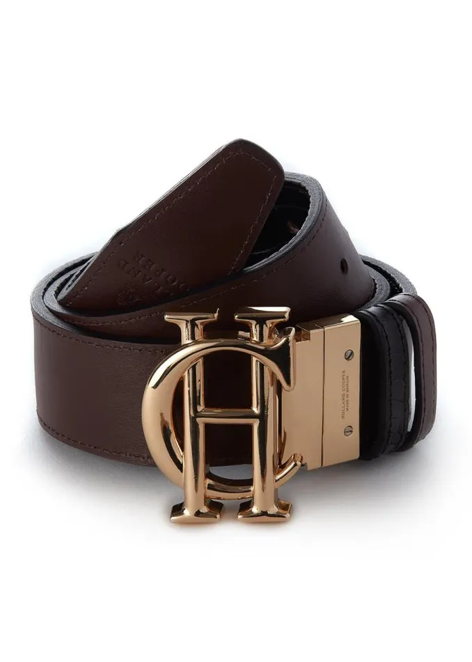 Women Belts Holland Cooper HC Classic Belt Reversible Chocolate Black Croc Women Belts Holland Cooper HC Classic Belt Reversible Chocolate Black Croc