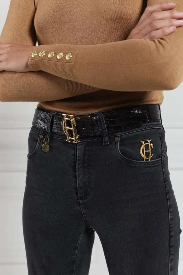 Women Belts Holland Cooper HC Classic Belt Reversible Chocolate Black Croc Women Belts Holland Cooper HC Classic Belt Reversible Chocolate Black Croc