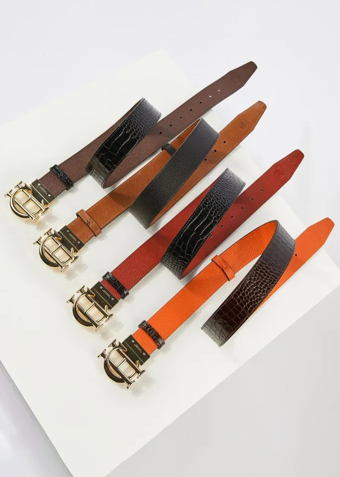 Women Belts Holland Cooper HC Classic Belt Reversible Chocolate Black Croc Women Belts Holland Cooper HC Classic Belt Reversible Chocolate Black Croc