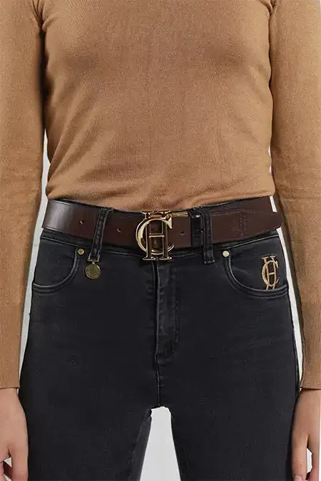 Women Belts Holland Cooper HC Classic Belt Reversible Chocolate Black Croc Women Belts Holland Cooper HC Classic Belt Reversible Chocolate Black Croc