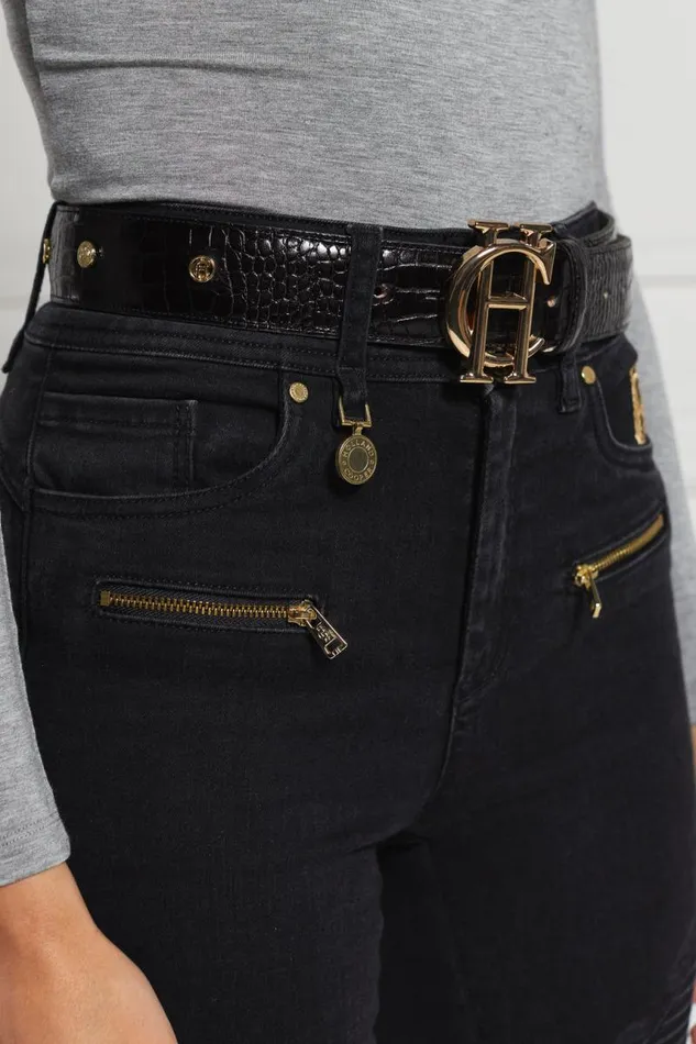 Women Belts Holland Cooper HC Stud Belt Black Croc Women Belts Holland Cooper HC Stud Belt Black Croc