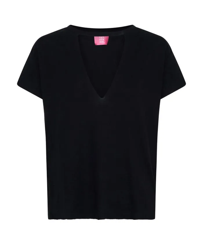 Women BLACK DEEP V CUT OUT TEE One Teaspoon Tees and Tanks Women BLACK DEEP V CUT OUT TEE One Teaspoon Tees and Tanks