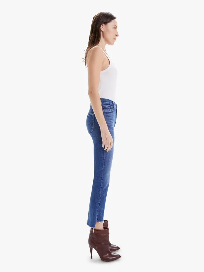 Women Bootcut Mother Denim The Insider Crop Step Fray Dark Blue