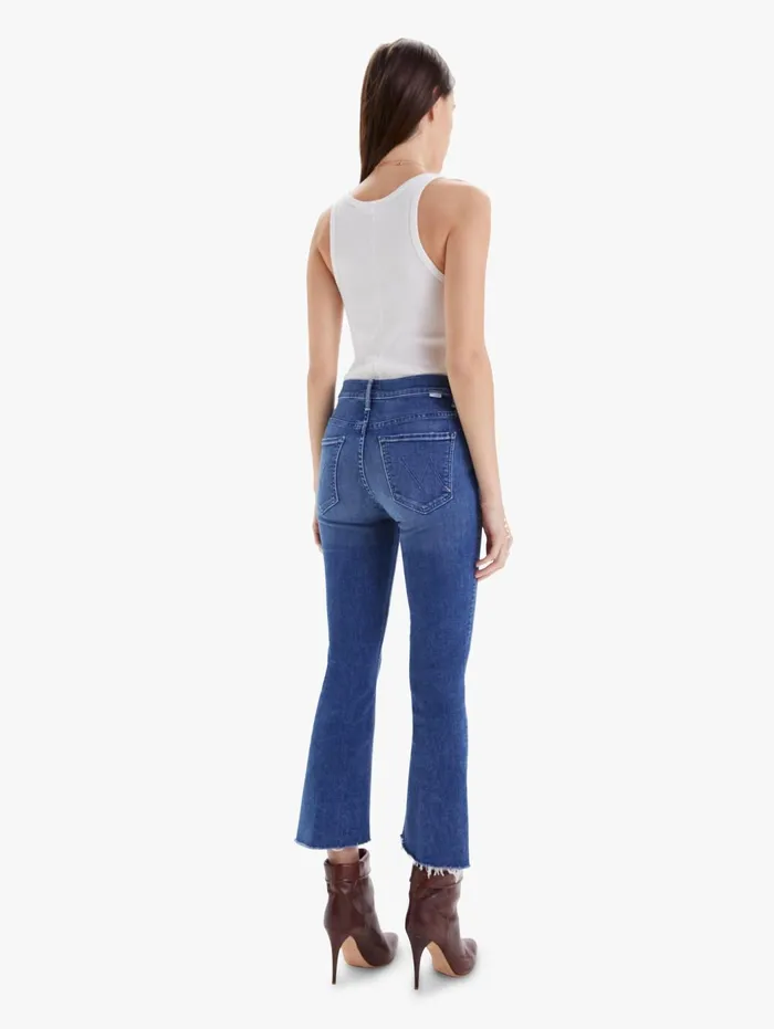Women Bootcut Mother Denim The Insider Crop Step Fray Dark Blue