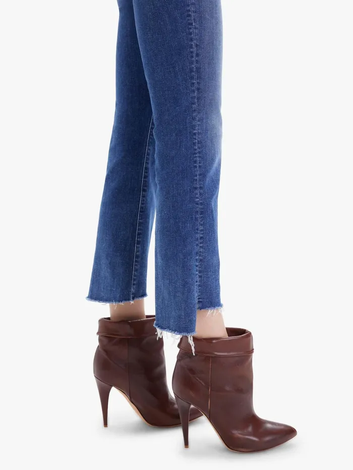Women Bootcut Mother Denim The Insider Crop Step Fray Dark Blue