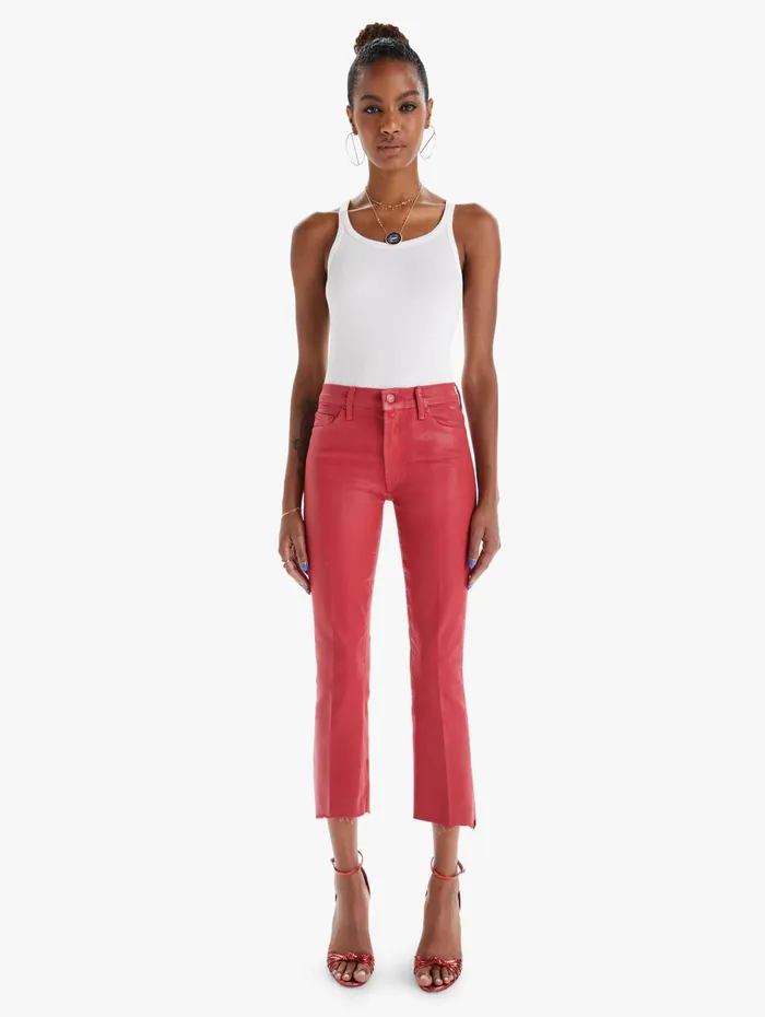 Women Bootcut Mother Denim The Insider Crop Step Fray Red
