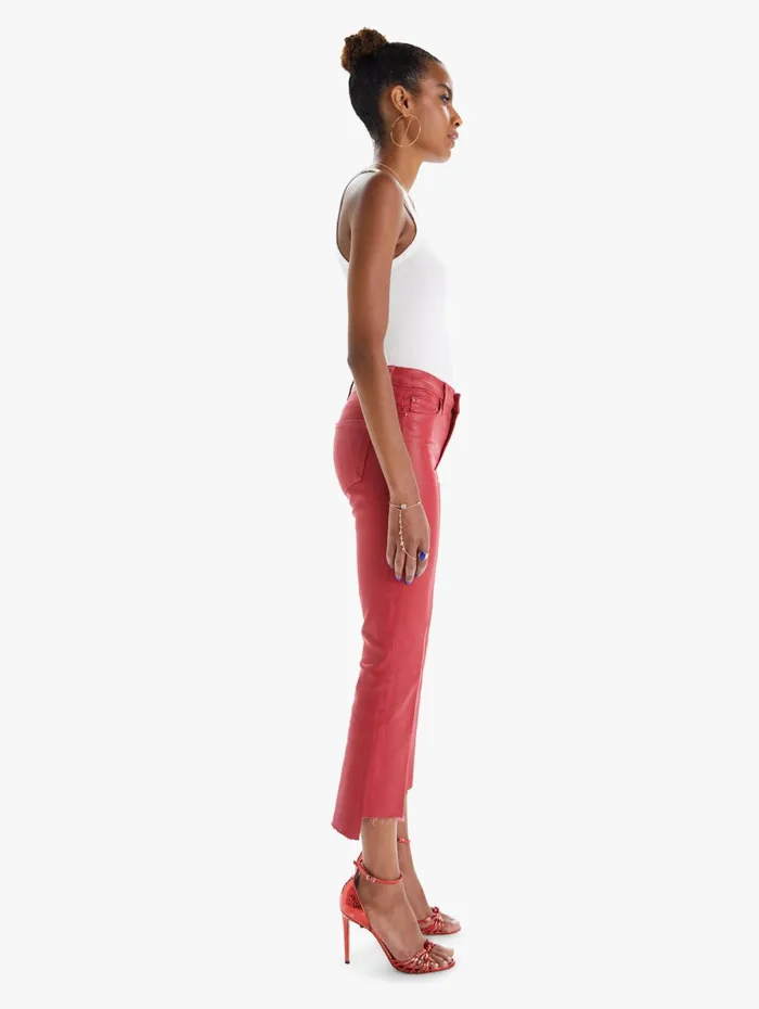 Women Bootcut Mother Denim The Insider Crop Step Fray Red