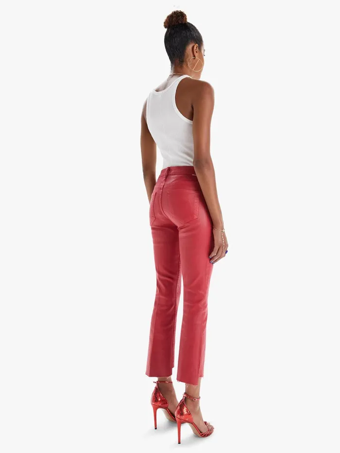 Women Bootcut Mother Denim The Insider Crop Step Fray Red