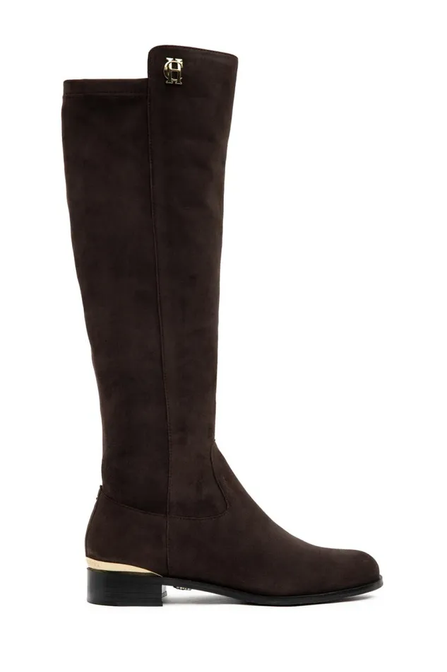 Women Boots Holland Cooper Albany Knee Boot Chocolate Suede