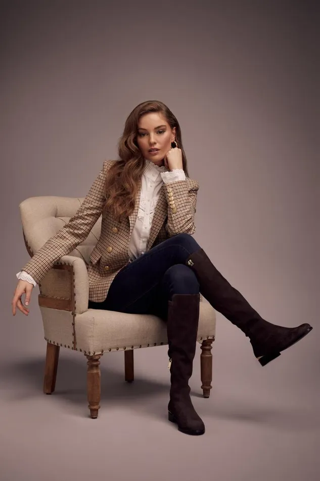Women Boots Holland Cooper Albany Knee Boot Chocolate Suede Women Boots Holland Cooper Albany Knee Boot Chocolate Suede