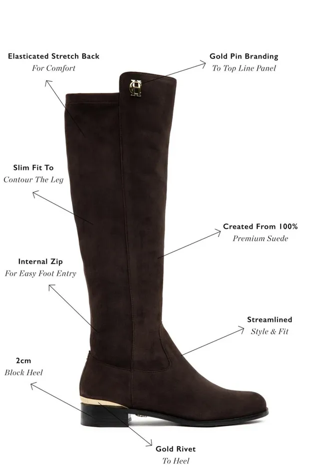 Women Boots Holland Cooper Albany Knee Boot Chocolate Suede Women Boots Holland Cooper Albany Knee Boot Chocolate Suede