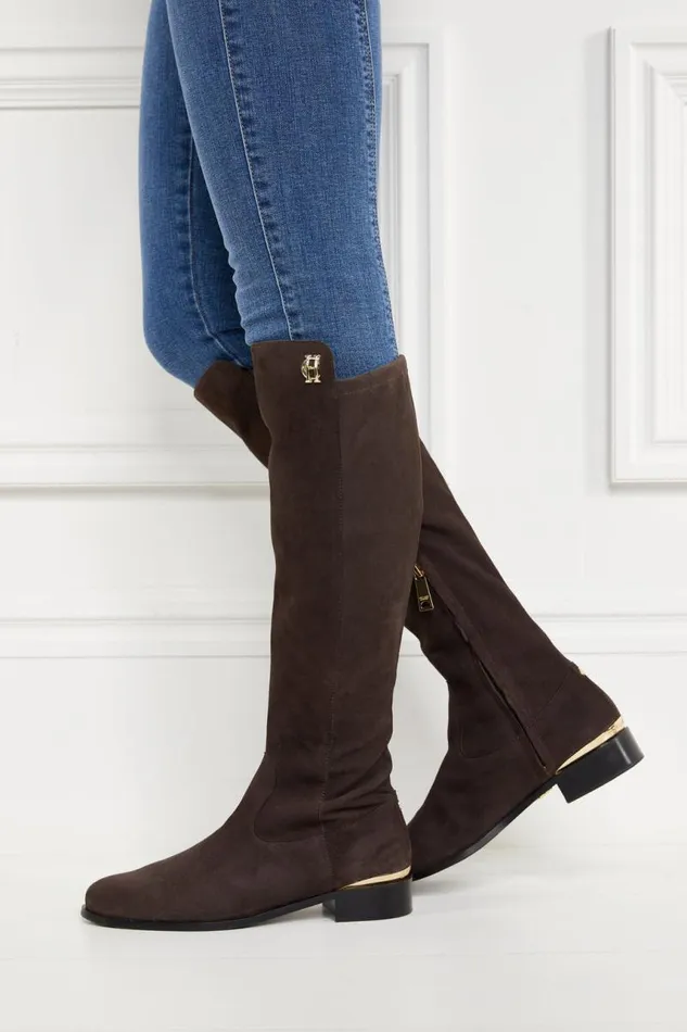 Women Boots Holland Cooper Albany Knee Boot Chocolate Suede Women Boots Holland Cooper Albany Knee Boot Chocolate Suede