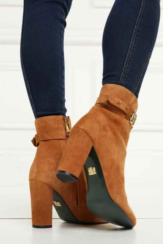 Women Boots Holland Cooper Mayfair Suede Ankle Boot Tan Women Boots Holland Cooper Mayfair Suede Ankle Boot Tan