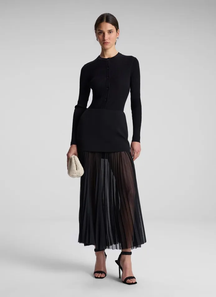 Women Bottoms ALC Willa Pleated Maxi Skirt Black