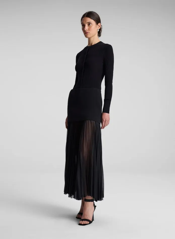 Women Bottoms ALC Willa Pleated Maxi Skirt Black