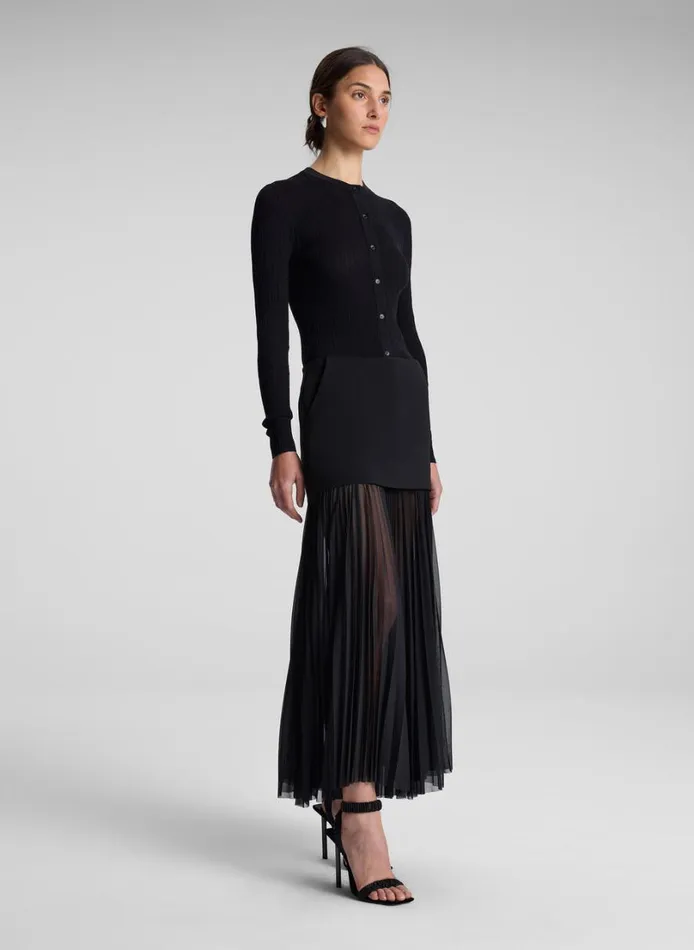 Women Bottoms ALC Willa Pleated Maxi Skirt Black