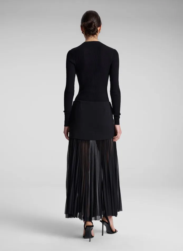 Women Bottoms ALC Willa Pleated Maxi Skirt Black