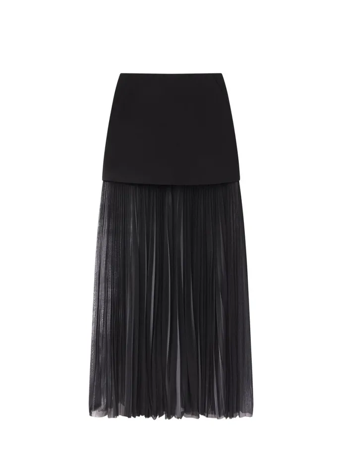 Women Bottoms ALC Willa Pleated Maxi Skirt Black