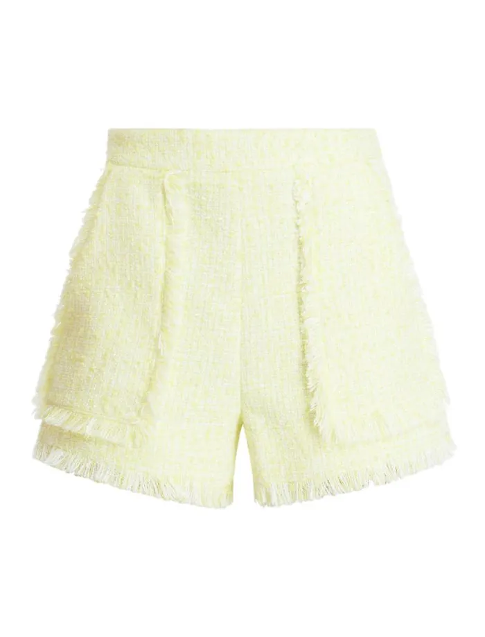Women Boucle Tweed Short Yellow BCBG Bottoms