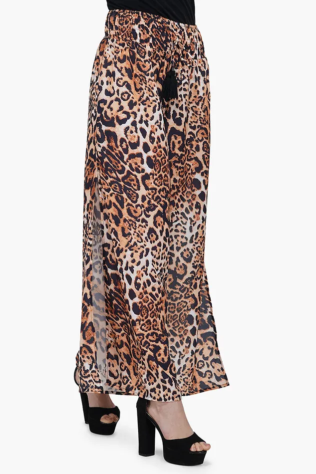 Women Brown Leopard Pants Pants America and Beyond