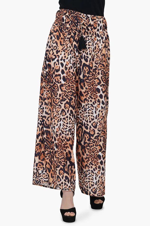 Women Brown Leopard Pants Pants America and Beyond