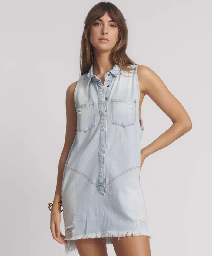 Women CASANOVA DENIM BRAXTON DRESS One Teaspoon Denim Dresses