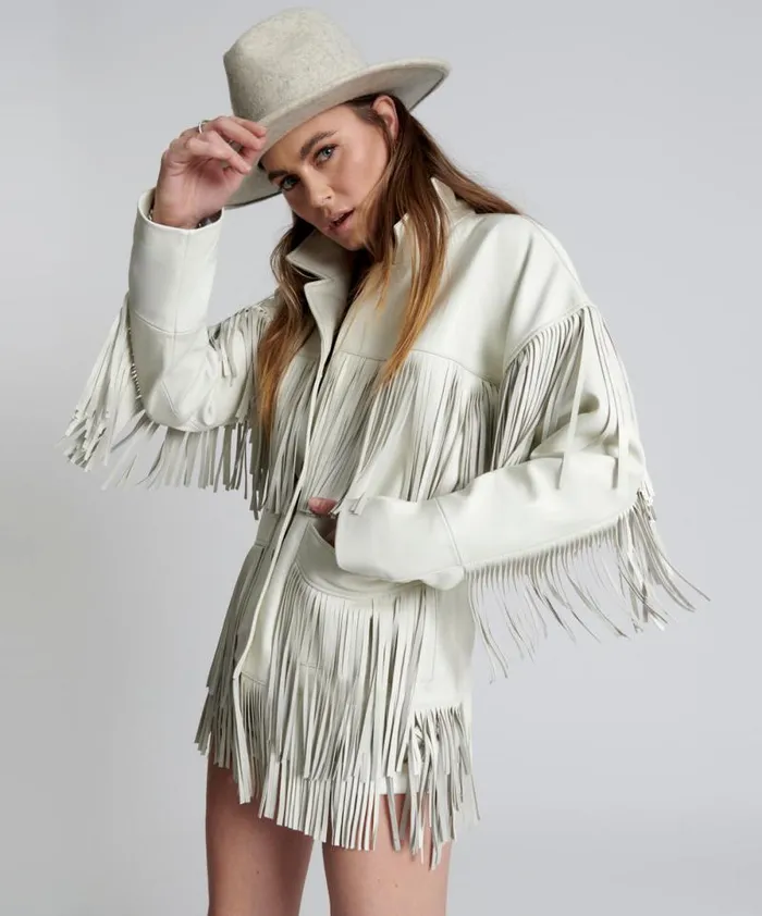 Women CHAOS WALKING FRINGED LEATHER JACKET One Teaspoon Jackets