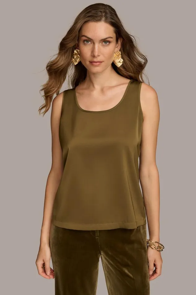 Women CHARMEUSE SCOOP NECK CAMI Beech Donna Karan New York Sweaters And Tops