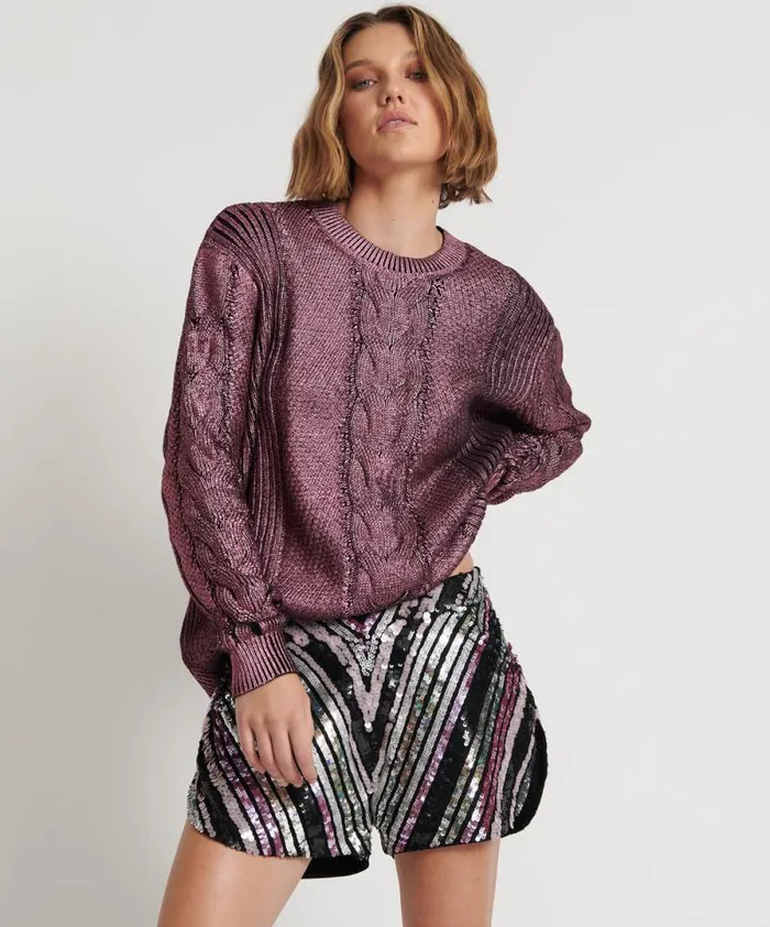 Women CHEVRON HAND SEQUIN PARTY SHORTS One Teaspoon Bottoms