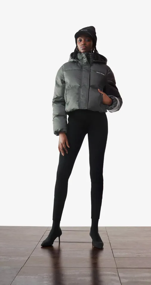 Women Chic Green Epuffa Cropped Daily Paper Jackets