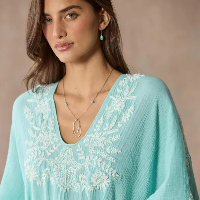 Women Christa Embroidered Coverup Turquoise Sundance Catalog Swimwear Women Christa Embroidered Coverup Turquoise Sundance Catalog Swimwear