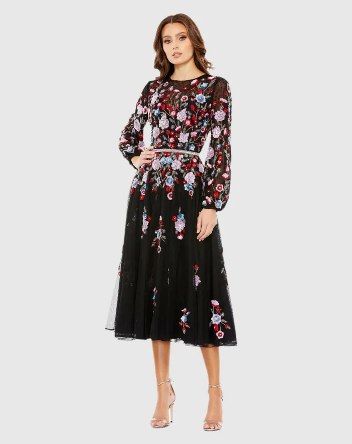Women Cocktail Dresses Mac Duggal Sequined Floral High Neck Puff Sleeve Cocktail Dress Black Multi Women Cocktail Dresses Mac Duggal Sequined Floral High Neck Puff Sleeve Cocktail Dress Black Multi
