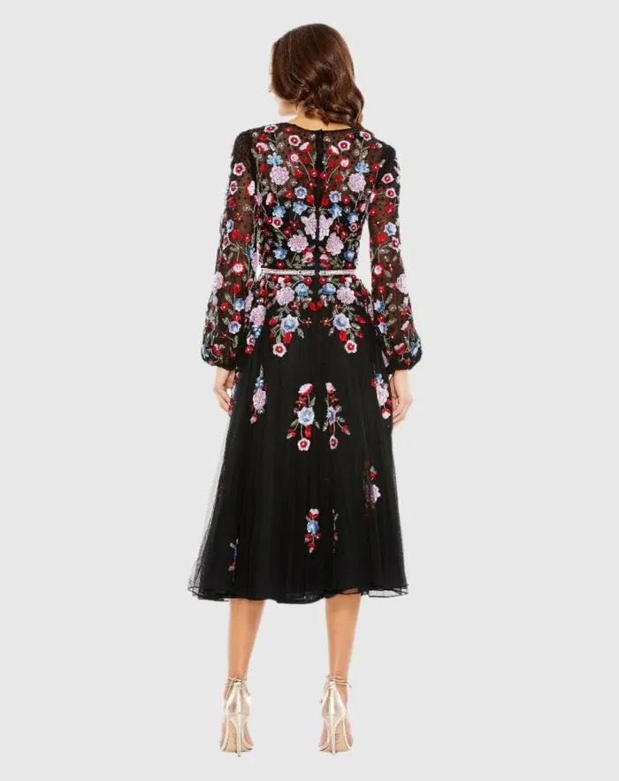 Women Cocktail Dresses Mac Duggal Sequined Floral High Neck Puff Sleeve Cocktail Dress Black Multi Women Cocktail Dresses Mac Duggal Sequined Floral High Neck Puff Sleeve Cocktail Dress Black Multi