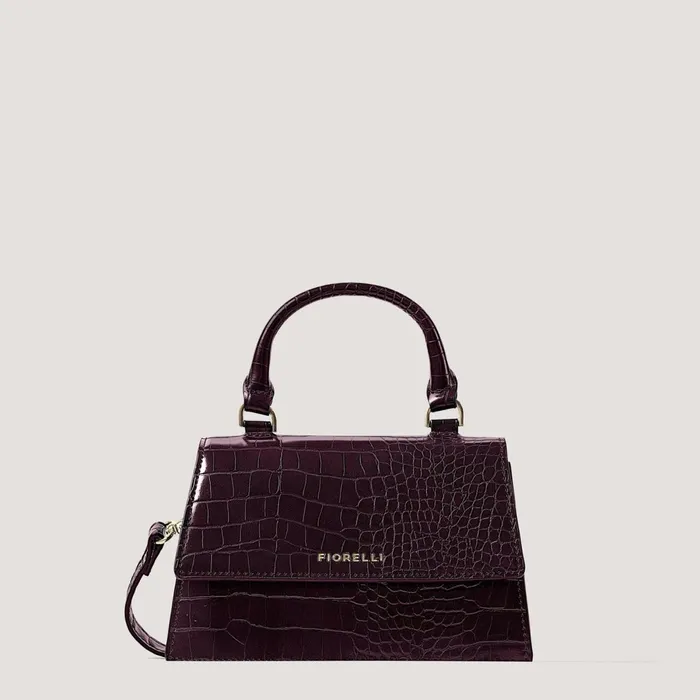 Women Colton Mini TopHandle Bag Burgundy Croc Fiorelli Grab Bags