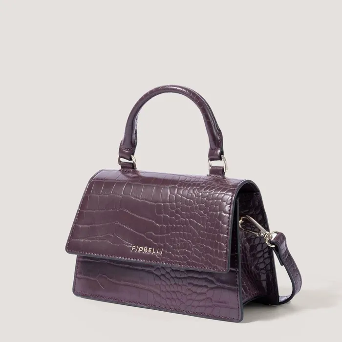 Women Colton Mini TopHandle Bag Burgundy Croc Fiorelli Grab Bags