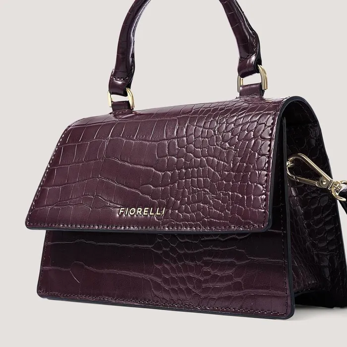 Women Colton Mini TopHandle Bag Burgundy Croc Fiorelli Grab Bags