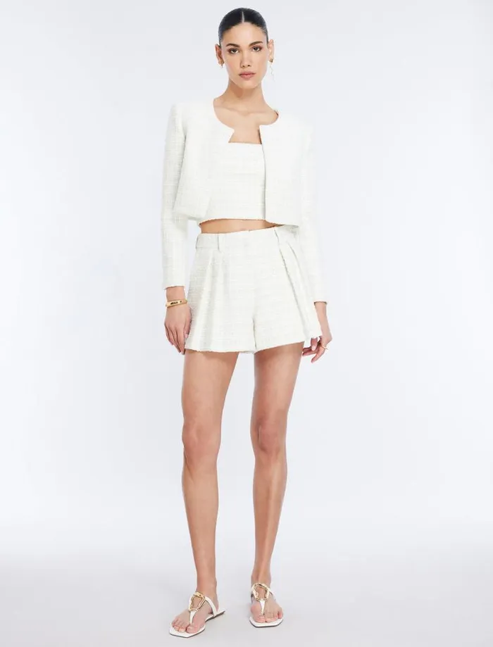 Women Cropped Tweed Jacket Gardenia BCBG Jackets and Blazers Women Cropped Tweed Jacket Gardenia BCBG Jackets and Blazers